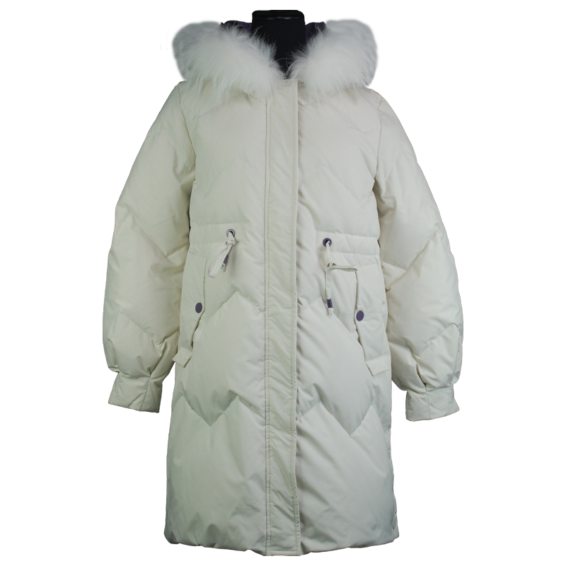 Heavy long custom winter jacket with logo outdoor warmest womens puff jacket with hood